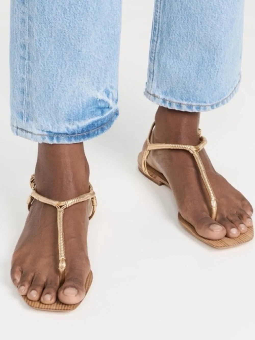 Veronica Beard Amelia T-Strap Thong Metallic Sandal - Size 6.5M - Picture 7 of 7